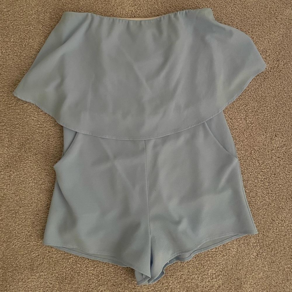 She + Sky Sky Blue Strapless Romper Size Medium